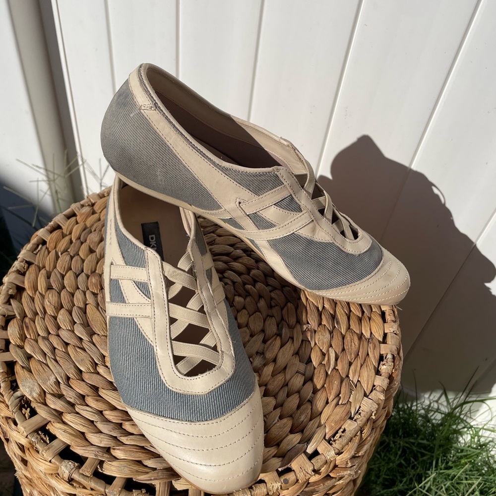 DKNY Beige and Gray Women's Sneakers